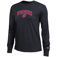 T-shirt à manches longues avec logo Arch Over des Wisconsin Badgers pour femme