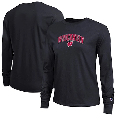 T-shirt à manches longues avec logo Arch Over des Wisconsin Badgers pour femme
