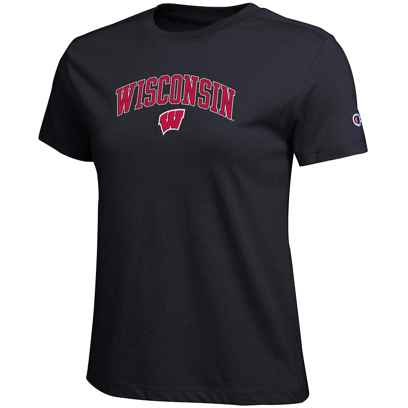 Women's Champion  Black Wisconsin Badgers Arched Over Logo T-Shirt