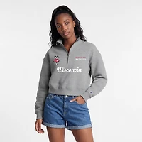 Pull à col zippé Champion Gray Wisconsin Badgers Academic Triumph pour femme