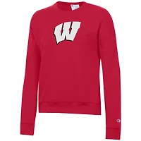 Sweat-shirt Powerblend rouge Champion pour femme des Wisconsin Badgers