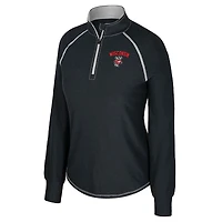 Haut raglan Colosseum noir pour femme, style Bikram, avec fermeture éclair quart de tour