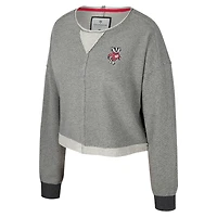 Women's Colosseum Charcoal Wisconsin Badgers Magnum Scoop Neck Cropped Pullover Sweatshirt