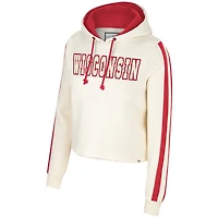 Women's Colosseum Cream Wisconsin Badgers Perfect Date Cropped Pullover Hoodie