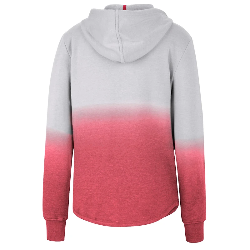 Women's Colosseum Gray/Red Wisconsin Badgers Aurelia Dip-Dye Quarter-Snap Pullover Hoodie