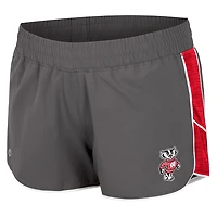 Women's Colosseum Gray Wisconsin Badgers Pull The Switch Running Shorts