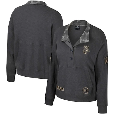 Sweat-shirt thermique Colosseum Heather Charcoal Wisconsin Badgers OHT pour femmes, appréciation militaire Payback Henley