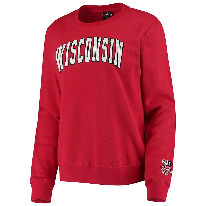 Women's Colosseum Red Wisconsin Badgers Campanile Pullover Sweatshirt
