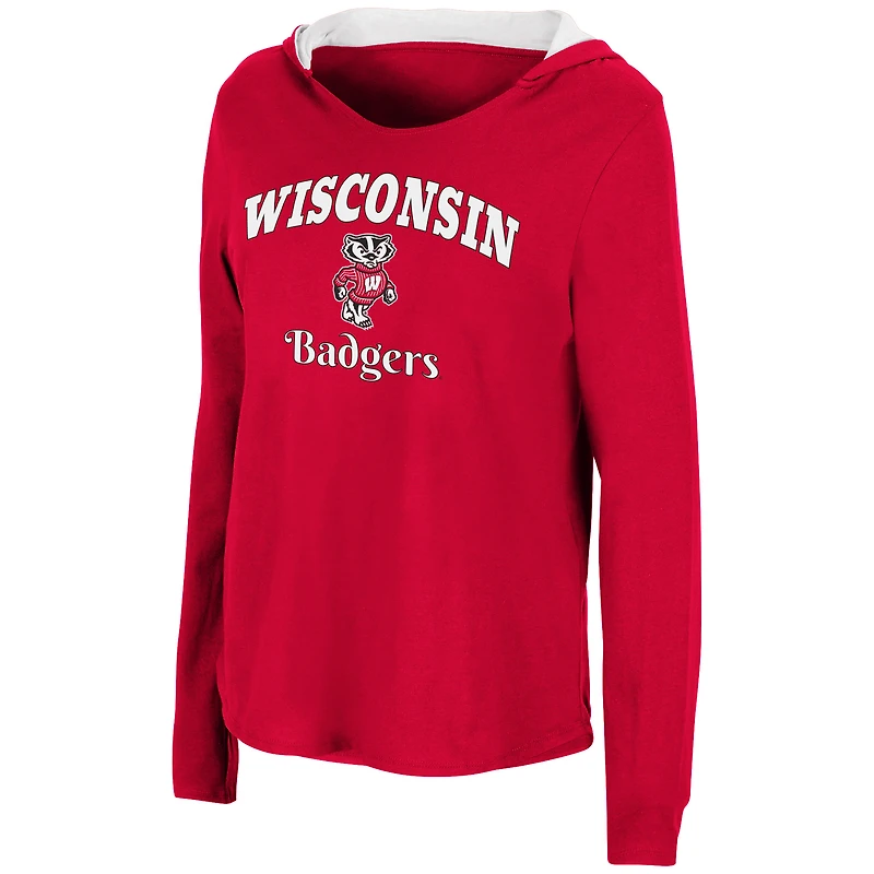 Women's Colosseum Red Wisconsin Badgers Catalina Hoodie Long Sleeve T-Shirt