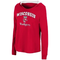 Women's Colosseum Red Wisconsin Badgers Catalina Hoodie Long Sleeve T-Shirt