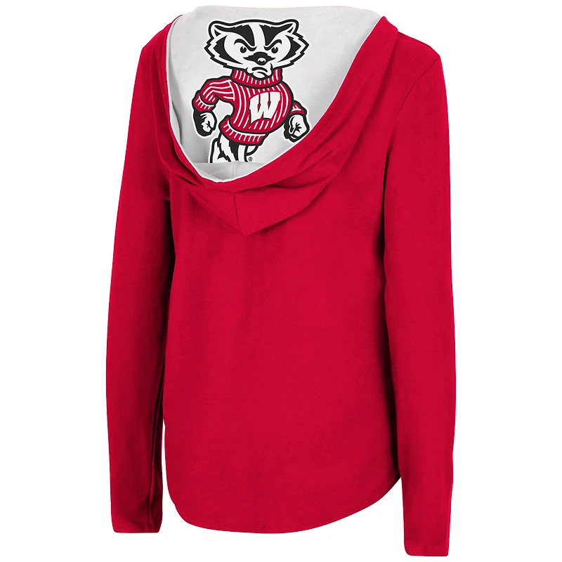 Women's Colosseum Red Wisconsin Badgers Catalina Hoodie Long Sleeve T-Shirt