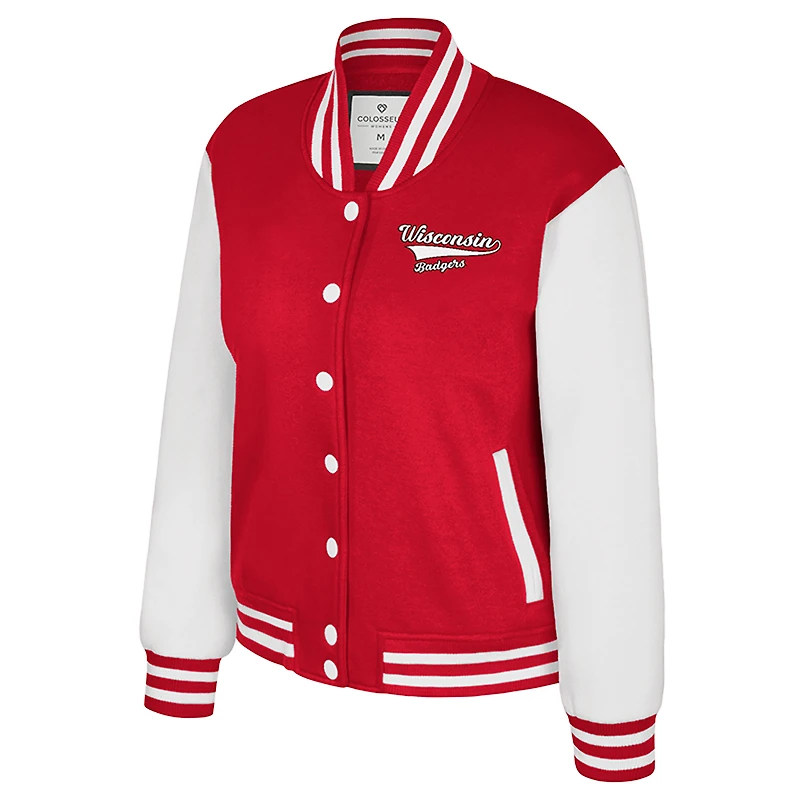 Veste polaire à boutons-pression pour femme Colosseum Red Wisconsin Badgers French Baguette