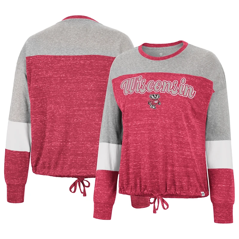 T-shirt à manches longues Joanna nouer sur le devant, rouge Colosseum Wisconsin Badgers, pour femmes