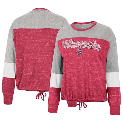 T-shirt à manches longues Joanna nouer sur le devant, rouge Colosseum Wisconsin Badgers, pour femmes