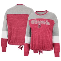 T-shirt à manches longues Joanna nouer sur le devant, rouge Colosseum Wisconsin Badgers, pour femmes