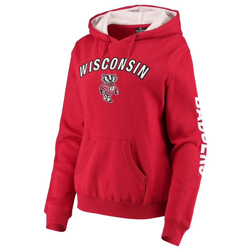 Women's Colosseum Red Wisconsin Badgers Loud and Proud Pullover Hoodie