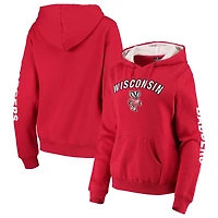 Women's Colosseum Red Wisconsin Badgers Loud and Proud Pullover Hoodie