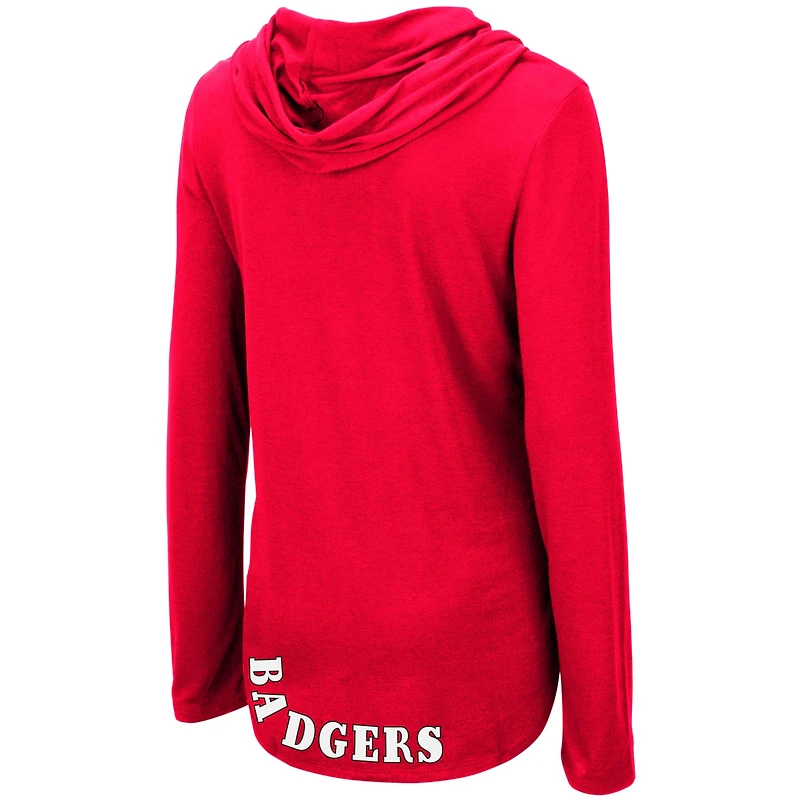 Women's Colosseum Red Wisconsin Badgers My Lover Lightweight Hooded Long Sleeve T-Shirt