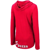 Women's Colosseum Red Wisconsin Badgers My Lover Lightweight Hooded Long Sleeve T-Shirt