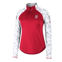 Colosseum Red Wisconsin Badgers OHT Military Appreciation Flash Arctic Camo Raglan Quarter-Zip Jacket