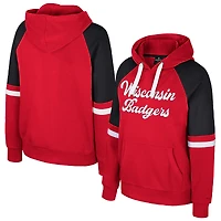 Sweat à capuche surdimensionné blocs de couleurs pour femme Colosseum Red Wisconsin Badgers