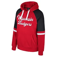 Sweat à capuche surdimensionné blocs de couleurs pour femme Colosseum Red Wisconsin Badgers