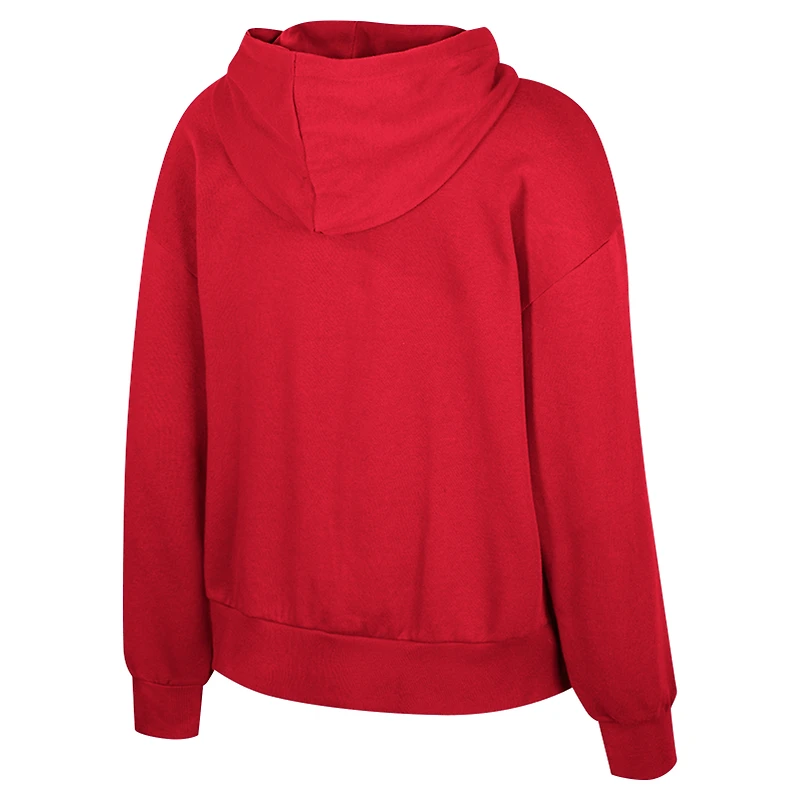 Women's Colosseum Red Wisconsin Badgers Reflection Rhinestone Drawcord Pullover Hoodie