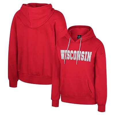 Sweat à capuche cordon de serrage et strass pour femme Colosseum Red Wisconsin Badgers Reflection