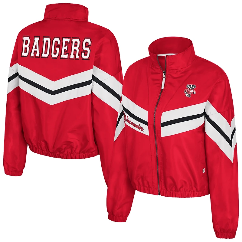 Women's Colosseum  Red Wisconsin Badgers Thin Ice Full-Zip Windbreaker