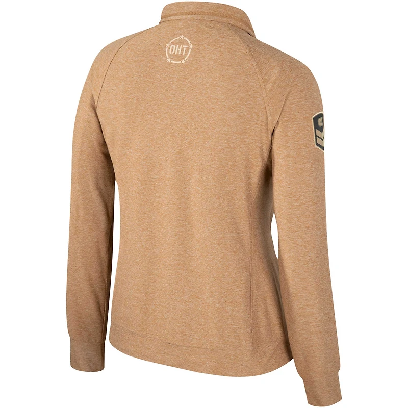 Women's Colosseum Tan Wisconsin Badgers OHT Military Appreciation Sand Tatum Quarter-Snap Raglan Jacket