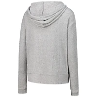 Women's Concepts Sport Heather Gray Wisconsin Badgers Juniper Soft Modest Cropped Long Sleeve Hoodie Top