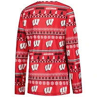 Women's Concepts Sport Red Wisconsin Badgers Holiday Long Sleeve Top and Pants Sleep Set