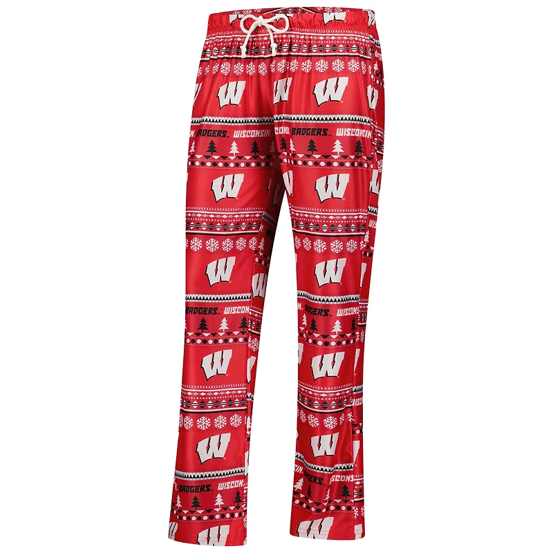 Women's Concepts Sport Red Wisconsin Badgers Holiday Long Sleeve Top and Pants Sleep Set