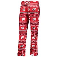 Women's Concepts Sport Red Wisconsin Badgers Holiday Long Sleeve Top and Pants Sleep Set