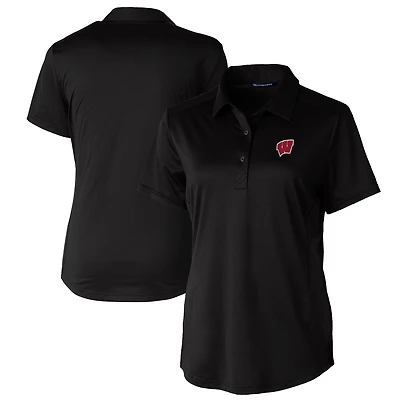 Polo extensible texturé Prospect pour femme Cutter & Buck, noir, Wisconsin Badgers