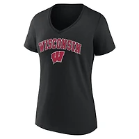 T-shirt à col en V noir pour femmes Fanatics Wisconsin Badgers Campus