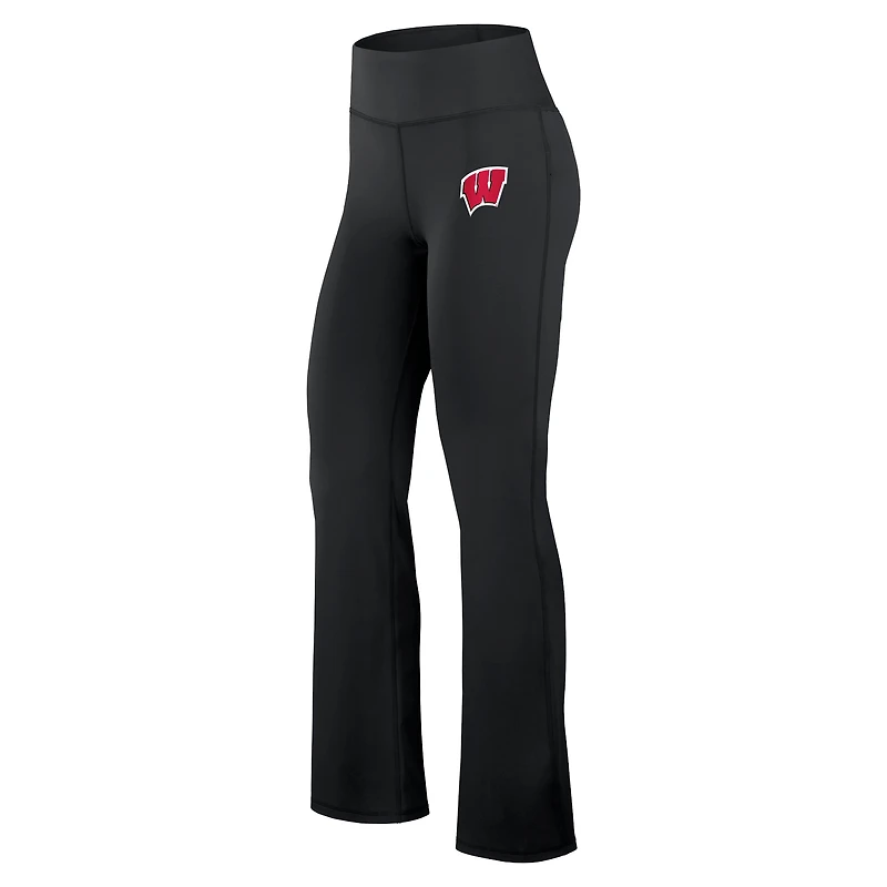 Women's Fanatics Black Wisconsin Badgers Training Camp Maxed Out Flare Leggings