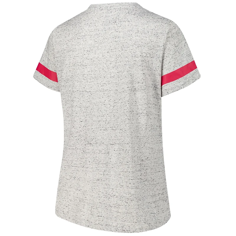 T-shirt à lacets et col en V grande taille pour femmes Fanatics Heather Gray Wisconsin Badgers