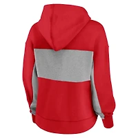 Sweat à capuche Fanatics rouge Wisconsin Badgers pour femme avec fiche de statistiques.