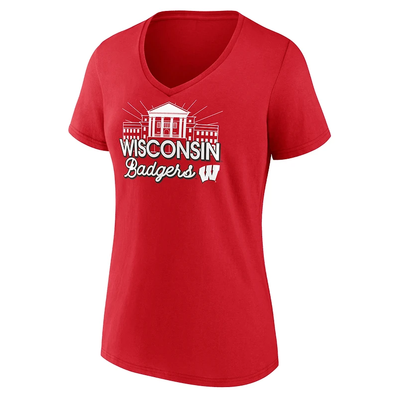 T-shirt Fanatics pour femmes, rouge, Wisconsin Badgers, tirage au sort de la région Fundamentals