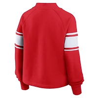 Women's Fanatics Red Wisconsin Badgers Oversized Hometown Premium Punt Coverage Raglan Pullover Sweatshirt