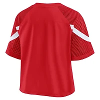 Women's Fanatics Red Wisconsin Badgers Oversized Raglan V-Neck Fashion Jersey