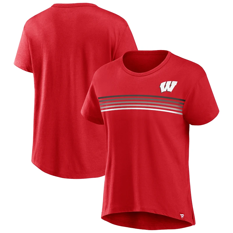 T-shirt Fanatics rouge Wisconsin Badgers Tie Breaker pour femmes