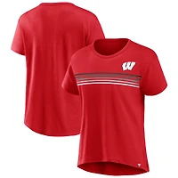 T-shirt Fanatics rouge Wisconsin Badgers Tie Breaker pour femmes