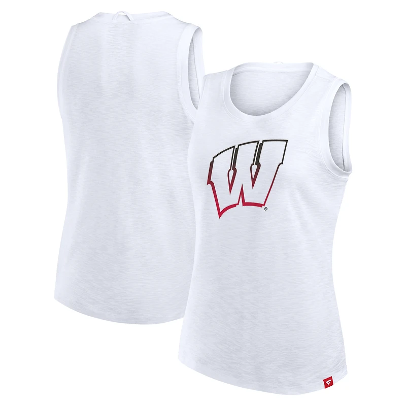 Débardeur blanc fanatique pour femmes Wisconsin Badgers Activate Slub