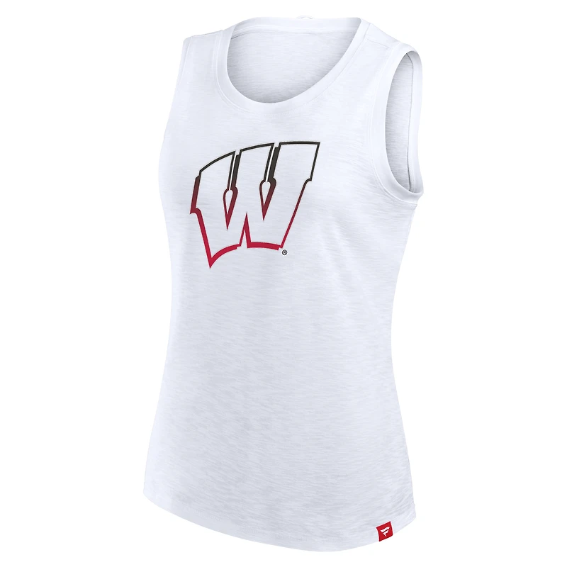 Débardeur blanc fanatique pour femmes Wisconsin Badgers Activate Slub