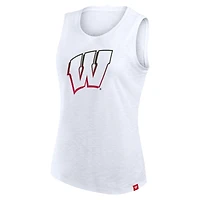 Débardeur blanc fanatique pour femmes Wisconsin Badgers Activate Slub