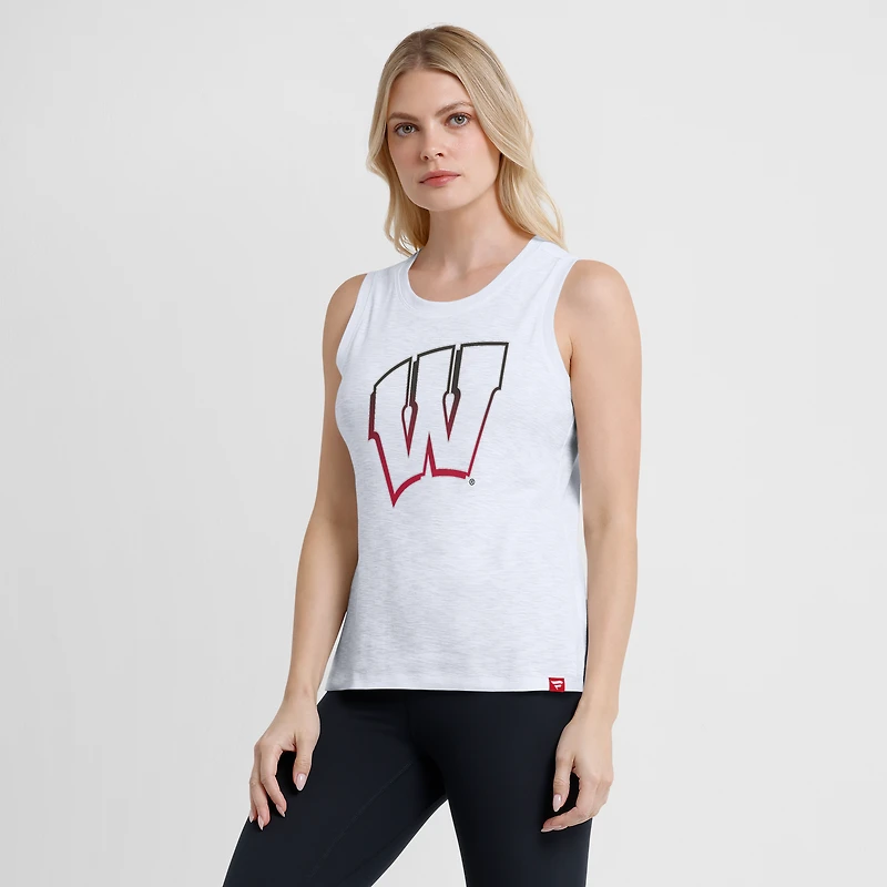 Débardeur blanc fanatique pour femmes Wisconsin Badgers Activate Slub