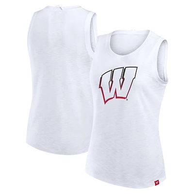 Women's Fanatics White Wisconsin Badgers Activate Slub Tank Top