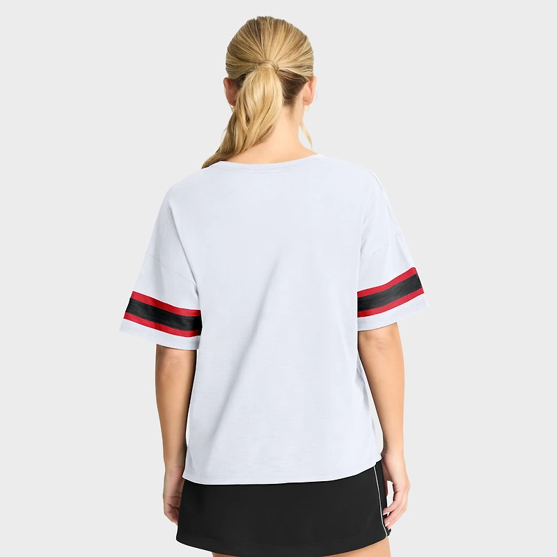 Women's Fanatics White Wisconsin Badgers Hometown Premium Script T-Shirt